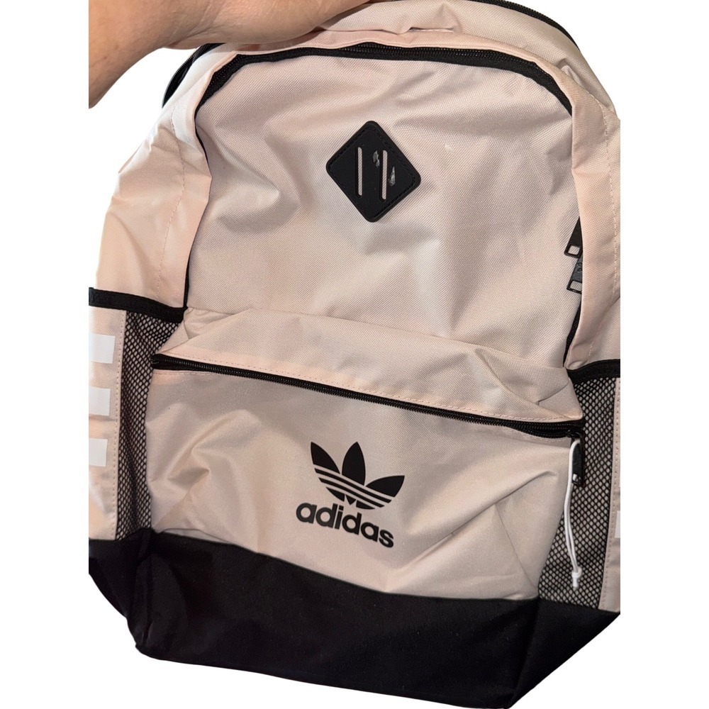 Adidas Backpack Beige Black Trefoil Logo Classic 3 Stripe School Book‎ Bag